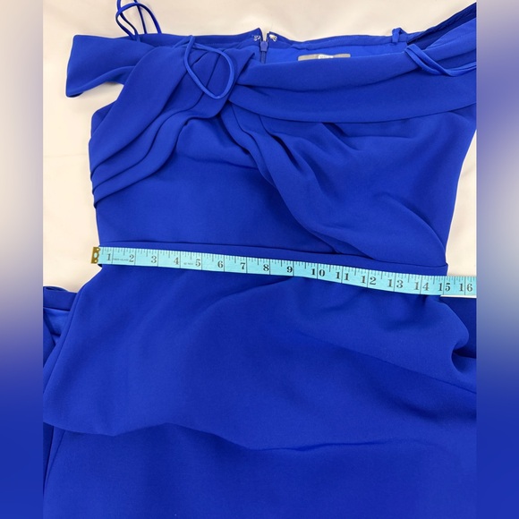 Theia Twist Front Crepe Gown Royal Blue Off Shoulder Evening Dress Size 10 - Picture 11 of 11